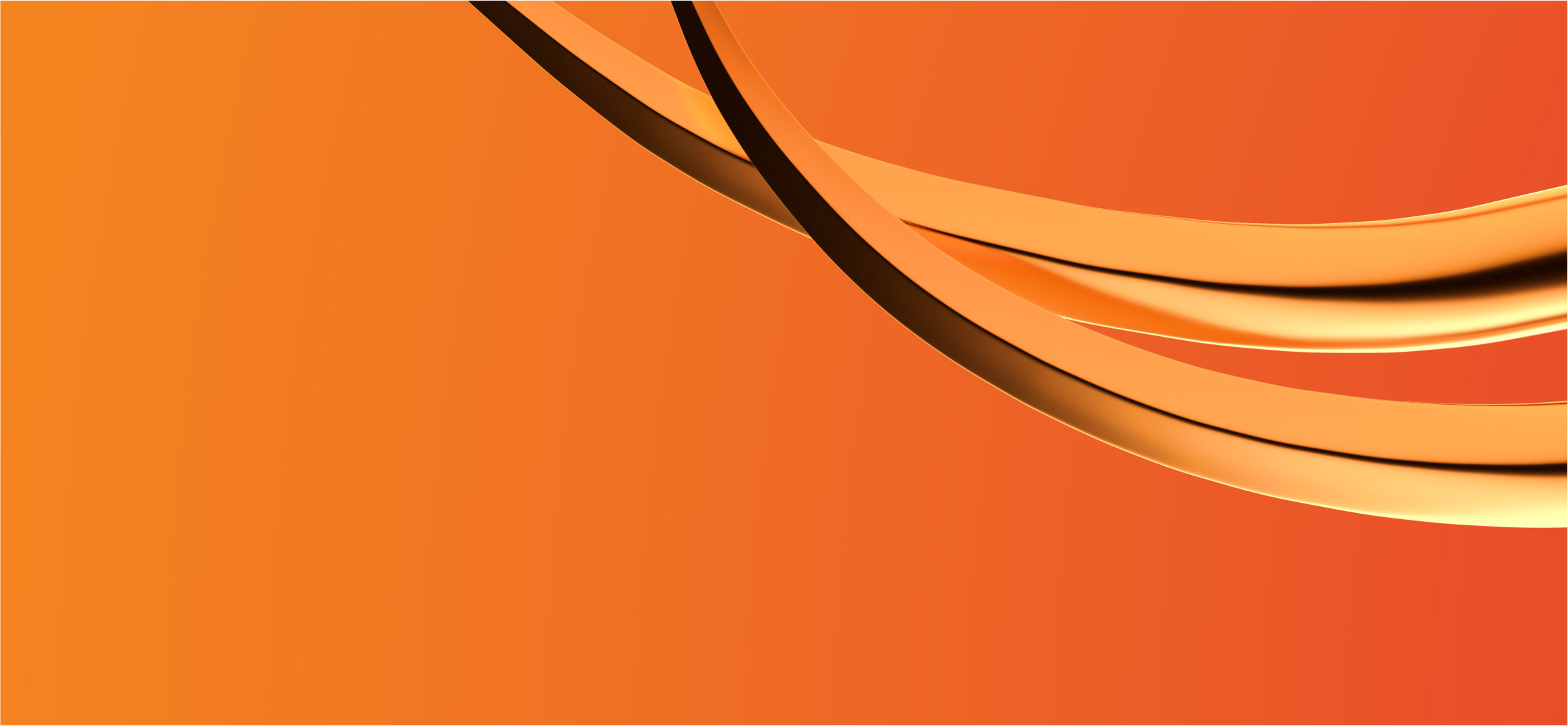 Golden swoosh over orange background