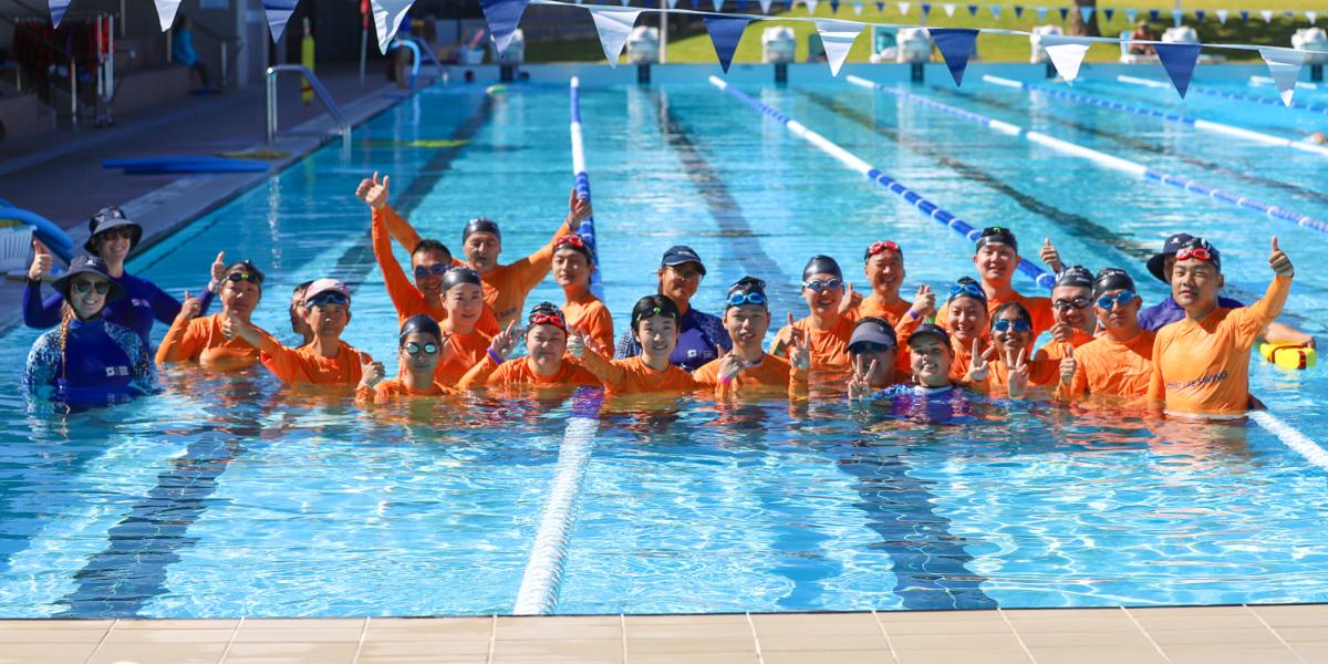 Students in a pool