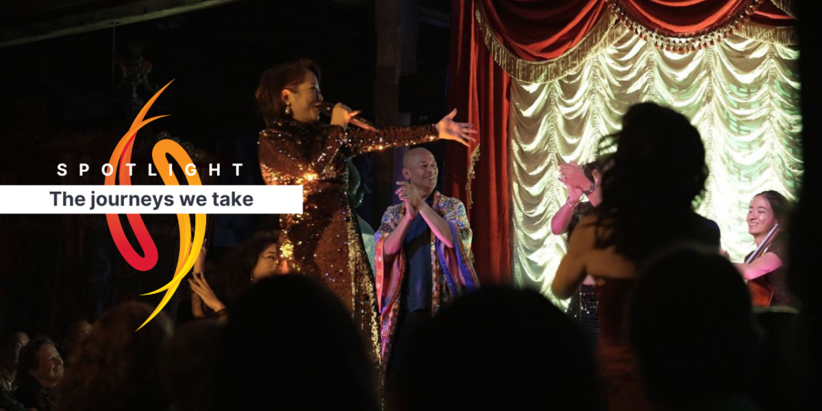 Chinese-Australian performer, Sophie Koh, sings on stage