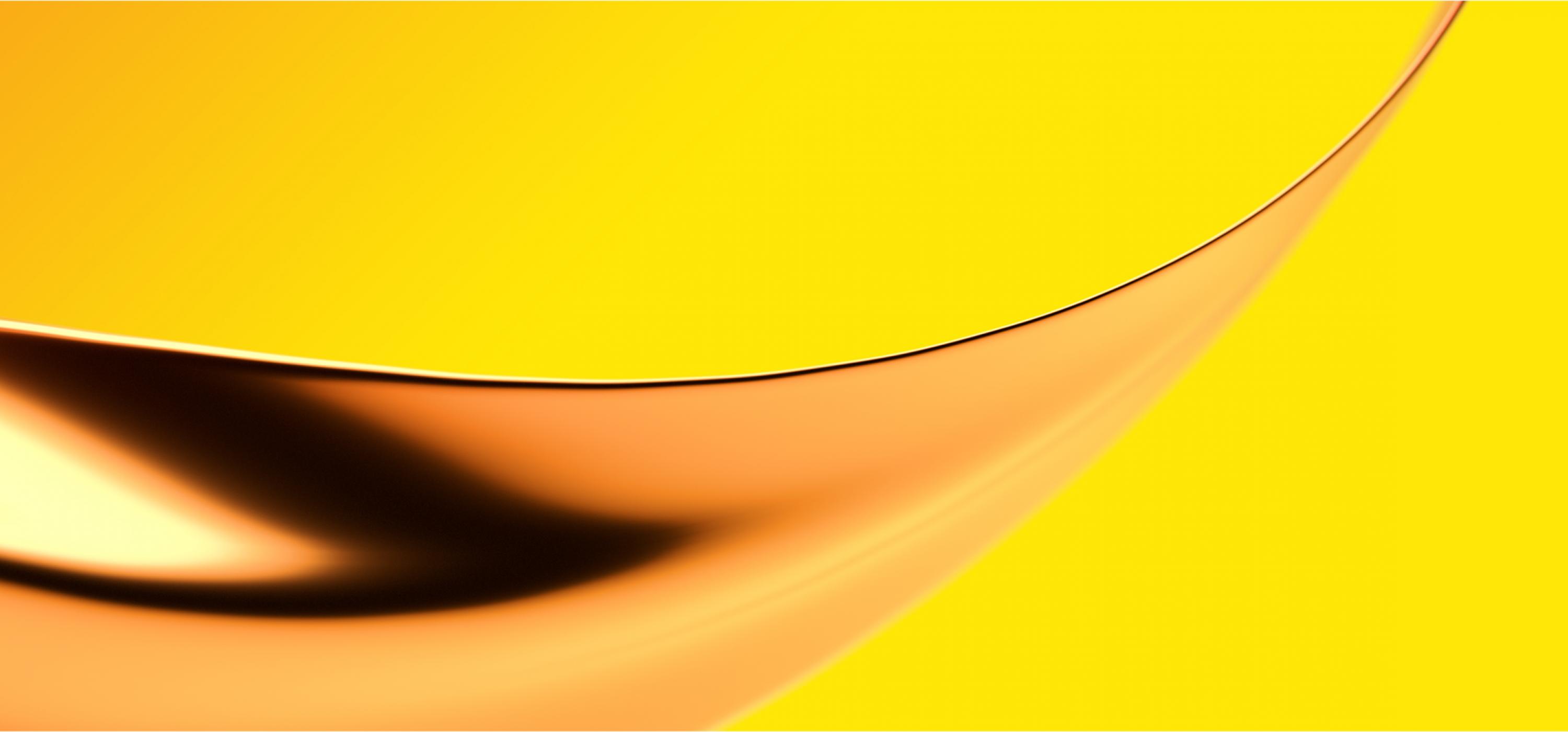 Bronze swoosh over yellow background