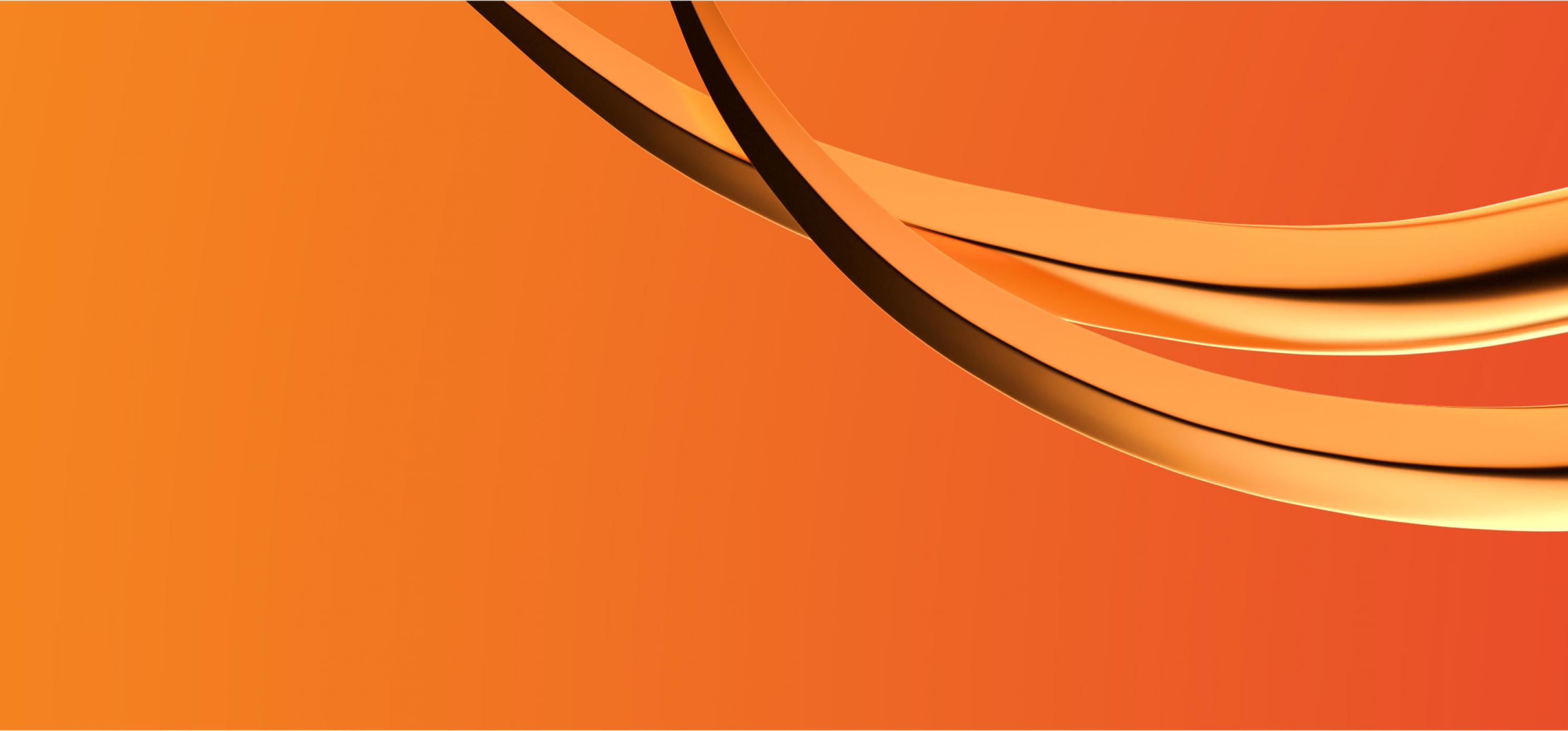 Golden swoosh over orange background